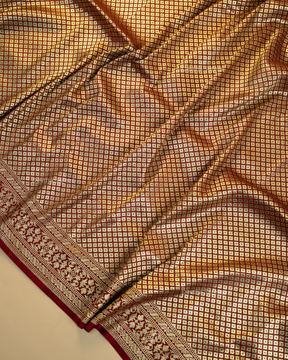 Maroon Premium Banarasi Katan Brocade Silk Saree (D22)