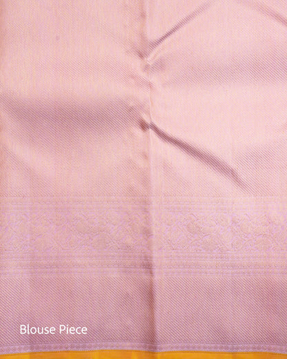 Pure Handloom Kanchipuram Silk Saree with Diamond Checks and Highlight Borders