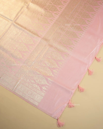 Pastel Pink Premium Banarasi Katan Brocade Silk Saree (D28)