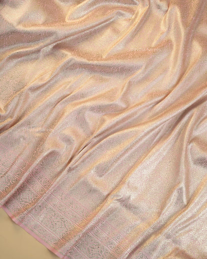 Pastel Pink Premium Banarasi Katan Brocade Silk Saree (D28)