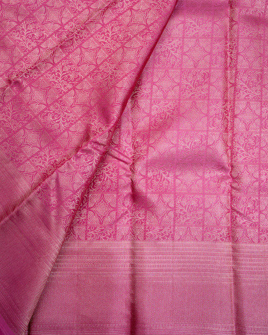 Pure Handloom Kanchipuram Silk Saree with Floral Block Brocade