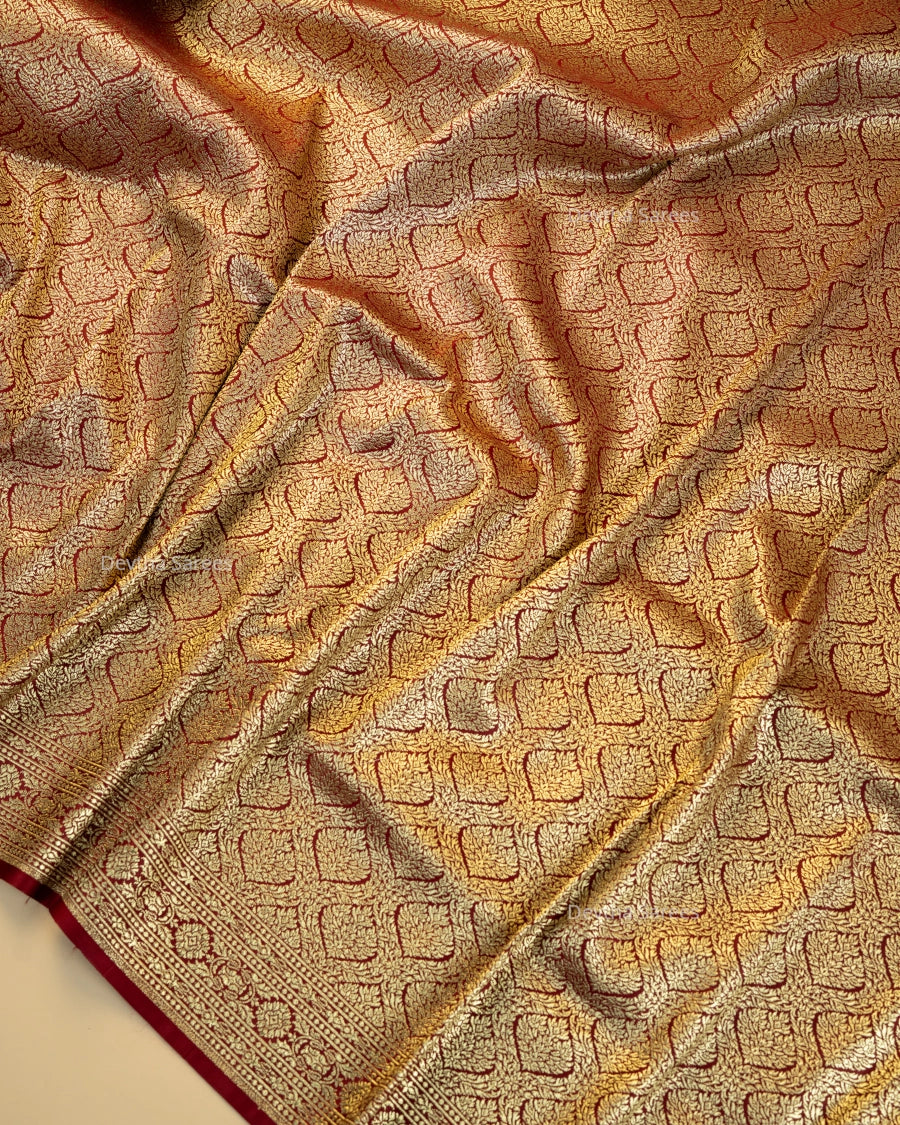 Maroon Premium Banarasi Katan Brocade Silk Saree (D16)