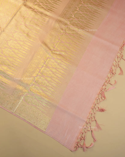 Baby Pink Premium Banarasi Katan Brocade Silk Saree (D12)
