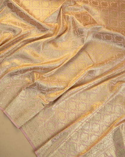 Baby Pink Premium Banarasi Katan Brocade Silk Saree (D12)