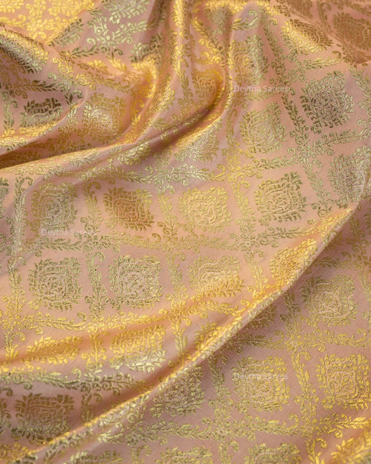 Baby Pink Premium Banarasi Katan Brocade Silk Saree (D12)