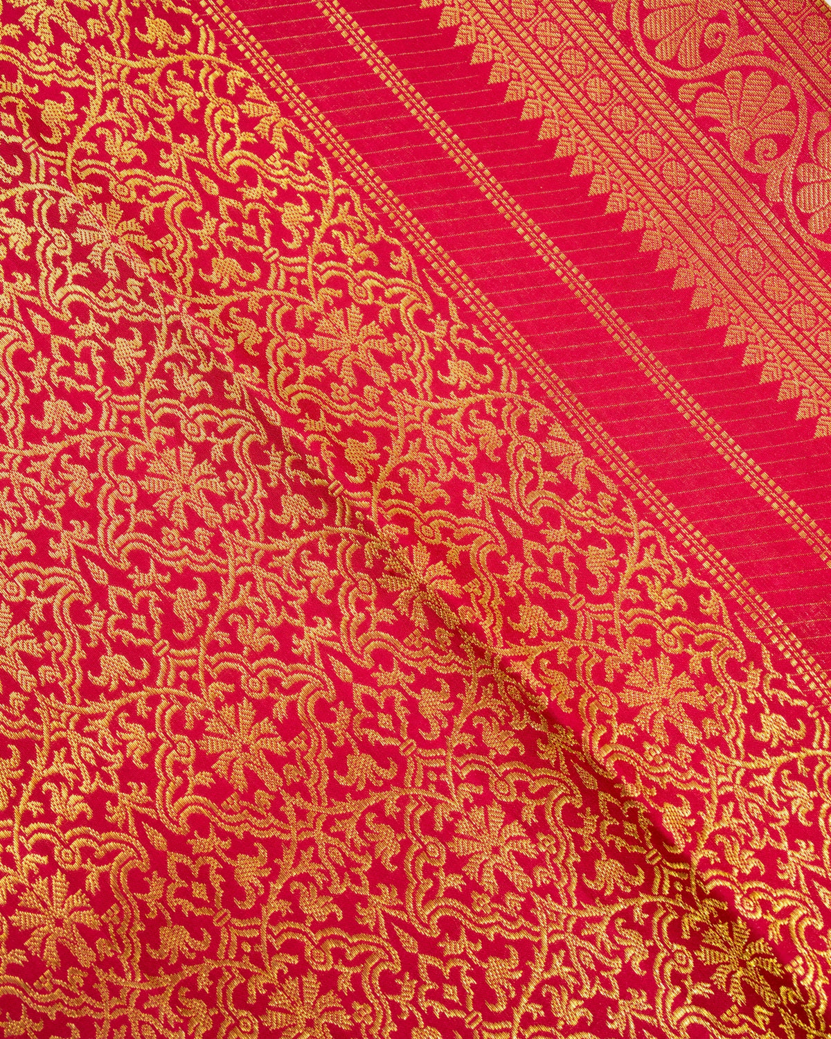 Pure Handloom Kanchipuram Silk Saree with Floral Brocade and Double Border