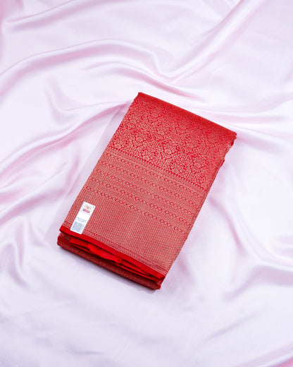 Pure Handloom Kanchipuram Silk Saree with Traditional Floral Cluster Brocade