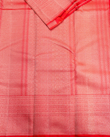 Pure Handloom Kanchipuram Silk Saree with Traditional Floral Cluster Brocade