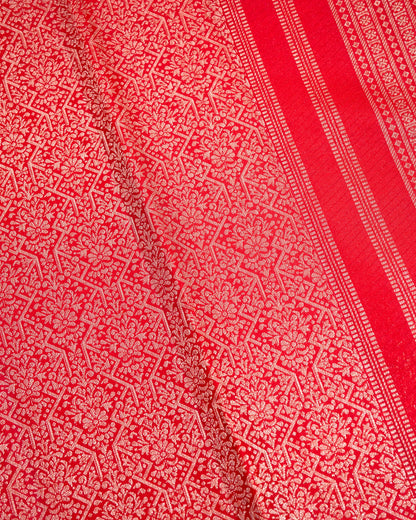 Pure Handloom Kanchipuram Silk Saree with Traditional Floral Cluster Brocade