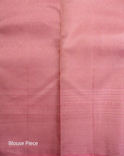 Pure Handloom Kanchipuram Silk Saree with Traditional Block and Floral Brocade