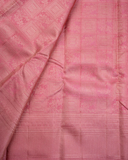 Pure Handloom Kanchipuram Silk Saree with Traditional Block and Floral Brocade