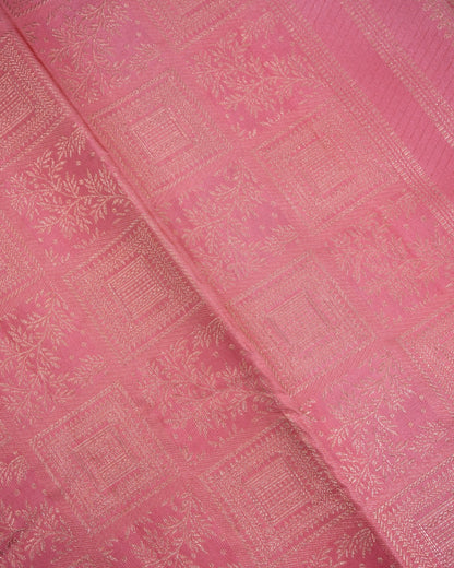 Pure Handloom Kanchipuram Silk Saree with Traditional Block and Floral Brocade
