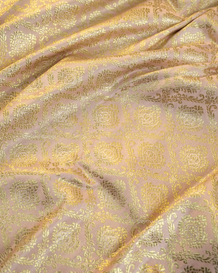Pastel Baby Pink Premium Banarasi Katan Brocade Silk Saree (D12)