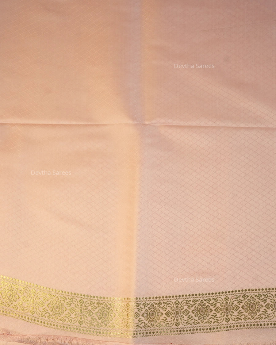 Pastel Baby Pink Premium Banarasi Katan Brocade Silk Saree (D12)