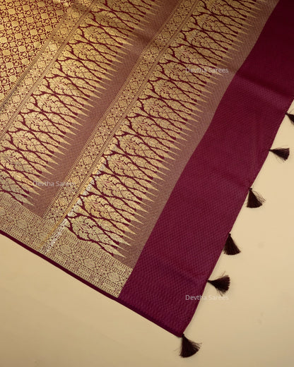 Plum Premium Banarasi Katan Brocade Silk Saree (D1)