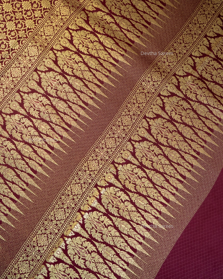Plum Premium Banarasi Katan Brocade Silk Saree (D1)