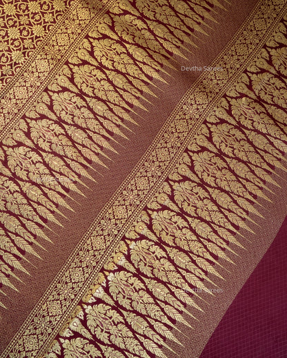 Plum Premium Banarasi Katan Brocade Silk Saree (D1)