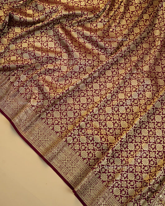 Plum Premium Banarasi Katan Brocade Silk Saree (D1)