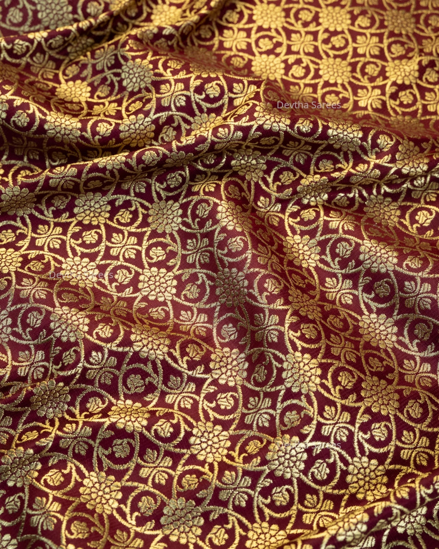 Plum Premium Banarasi Katan Brocade Silk Saree (D1)
