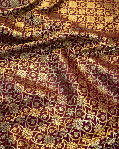 Plum Premium Banarasi Katan Brocade Silk Saree (D1)