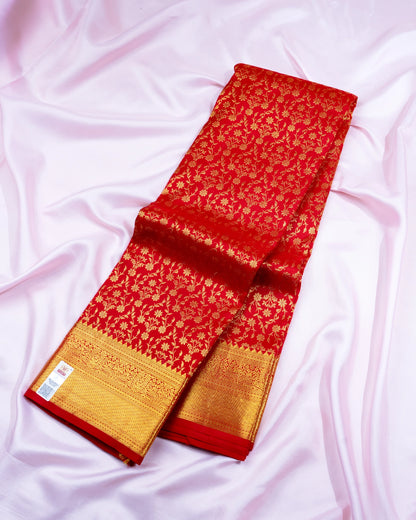 Pure Handloom Kanchipuram Silk Saree with Classic Floral Brocade
