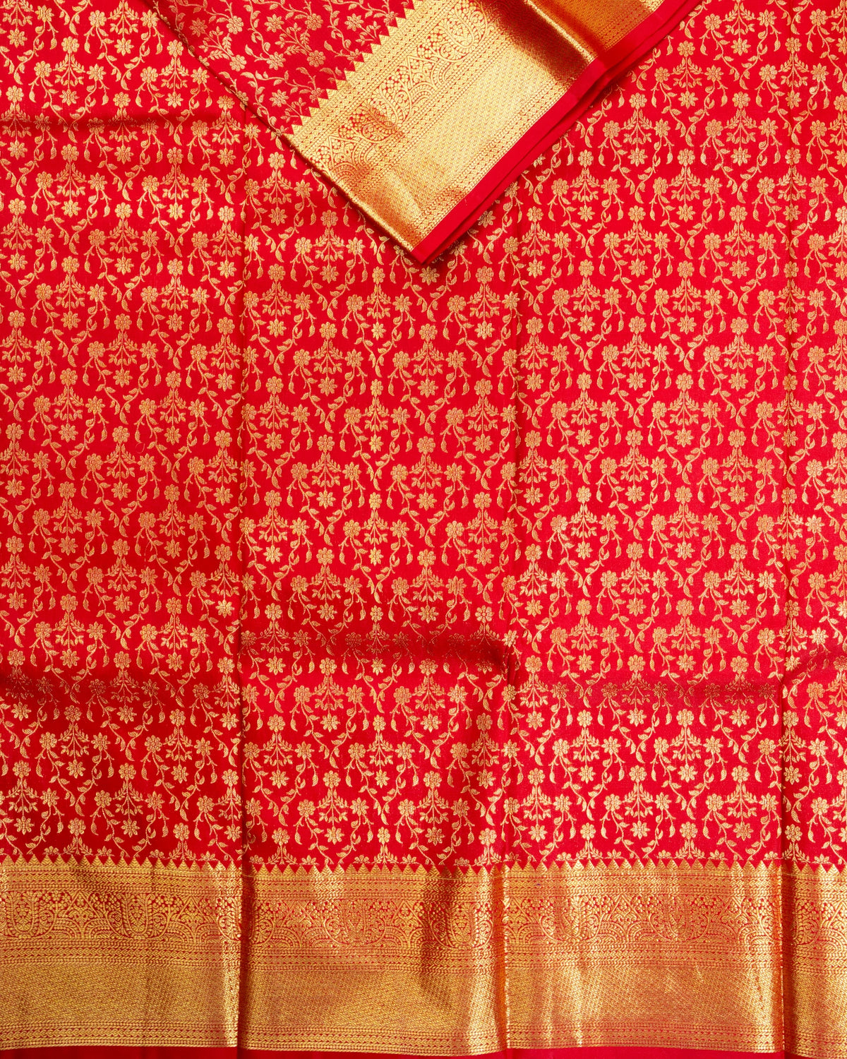 Pure Handloom Kanchipuram Silk Saree with Classic Floral Brocade
