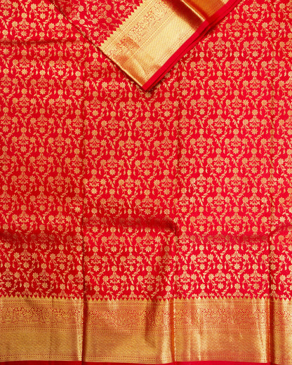 Pure Handloom Kanchipuram Silk Saree with Classic Floral Brocade