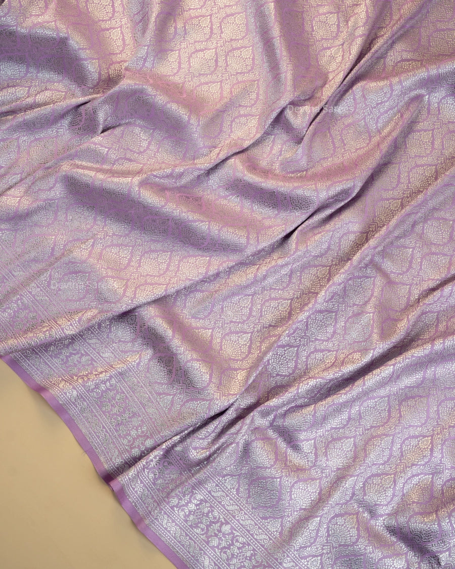 Lilac Premium Banarasi Katan Brocade Silk Saree (D7)