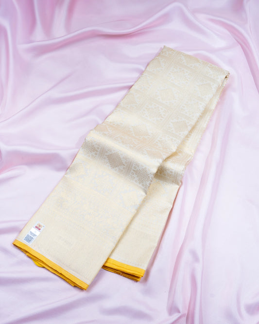 Premium Pure Handloom Kanchipuram Silk Saree with Temple Blocks and Highlight Borders