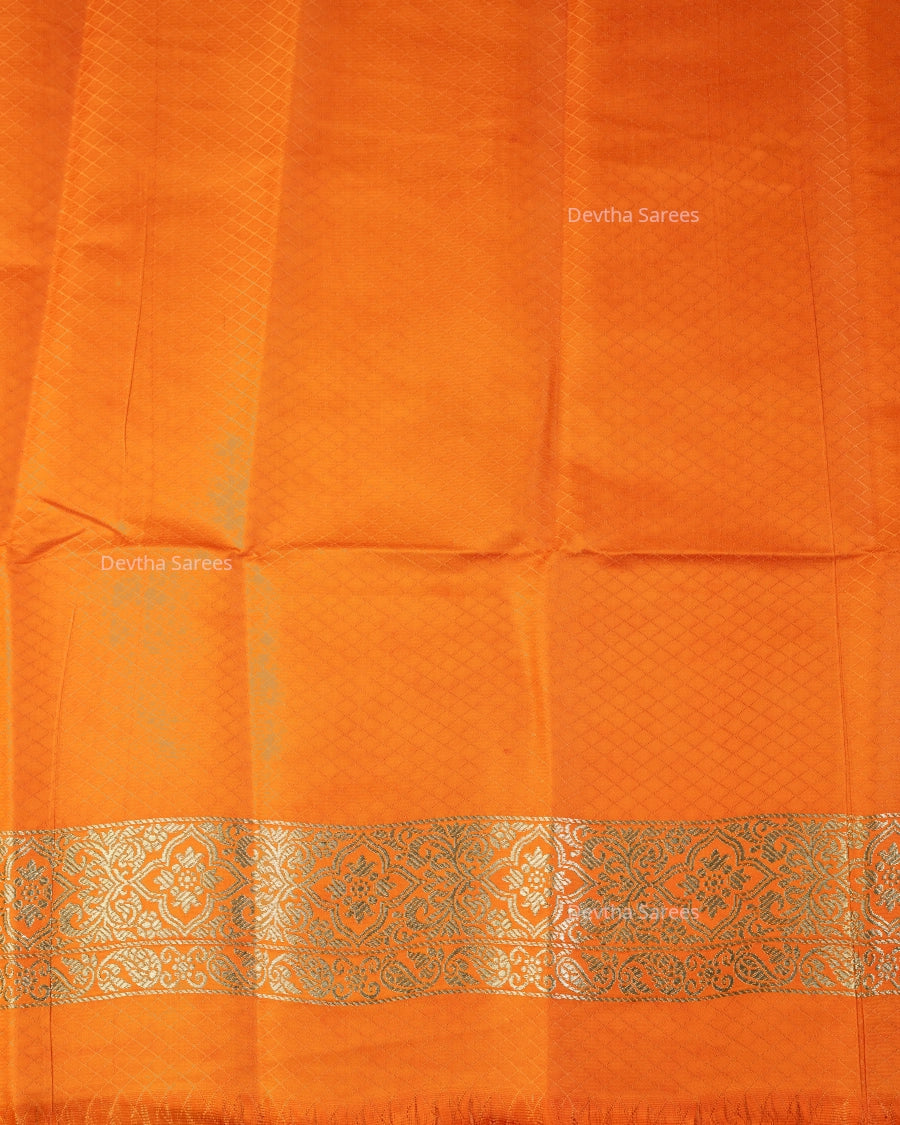 Orange Premium Banarasi Katan Brocade Silk Saree (D28)