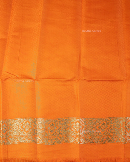 Orange Premium Banarasi Katan Brocade Silk Saree (D28)