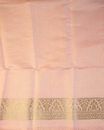 Baby Pink Premium Banarasi Katan Brocade Silk Saree (D11)