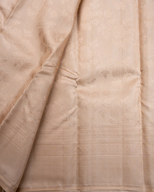 Pure Handloom Kanchipuram Silk Saree with Classic Floral Wine Brocade