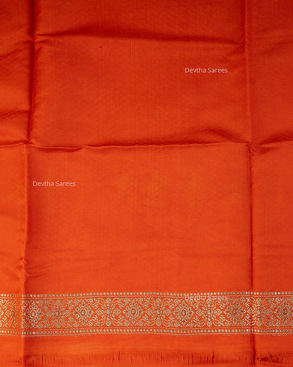 Burnt Orange Premium Banarasi Katan Brocade Silk Saree (D14)