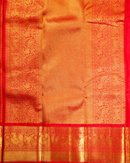 Pure Handloom Kanchipuram Silk Saree with Traditional Temple Buttas