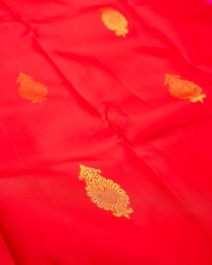 Pure Handloom Kanchipuram Silk Saree with Traditional Temple Buttas