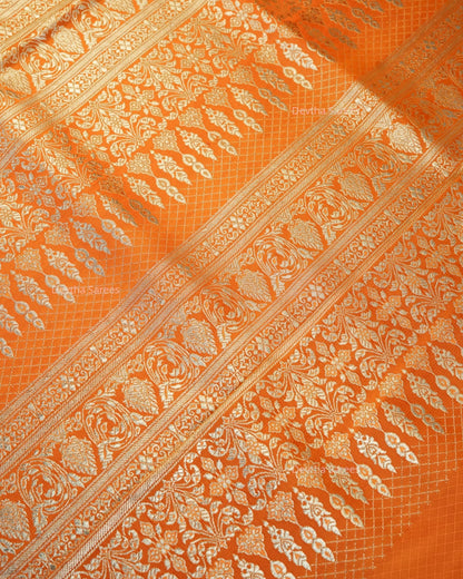 Rust Orange Premium Banarasi Katan Brocade Silk Saree (D16)