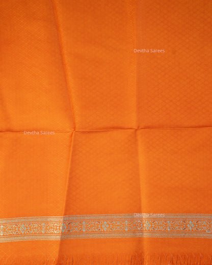 Rust Orange Premium Banarasi Katan Brocade Silk Saree (D16)