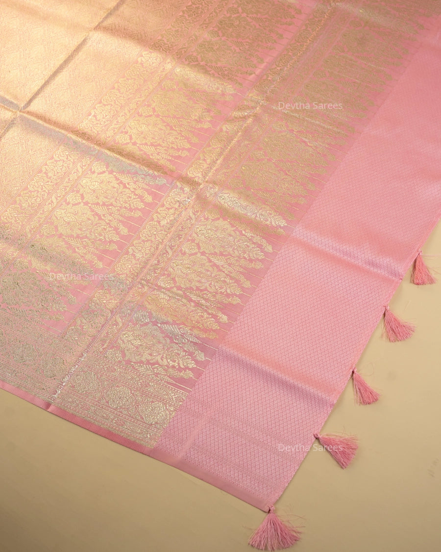 Pink Premium Banarasi Katan Brocade Silk Saree (D2)