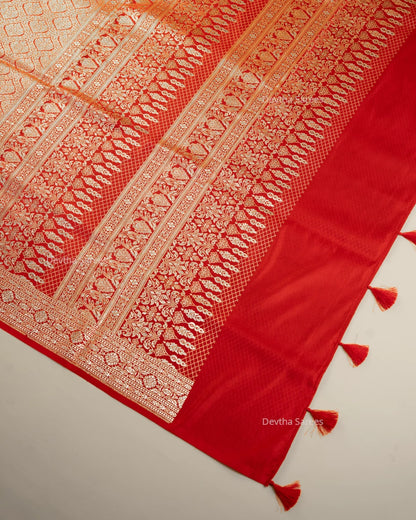 Red Premium Banarasi Katan Brocade Silk Saree (D16)