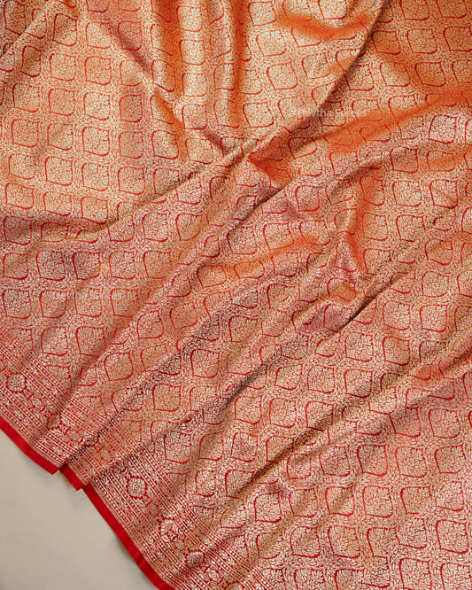 Red Premium Banarasi Katan Brocade Silk Saree (D16)