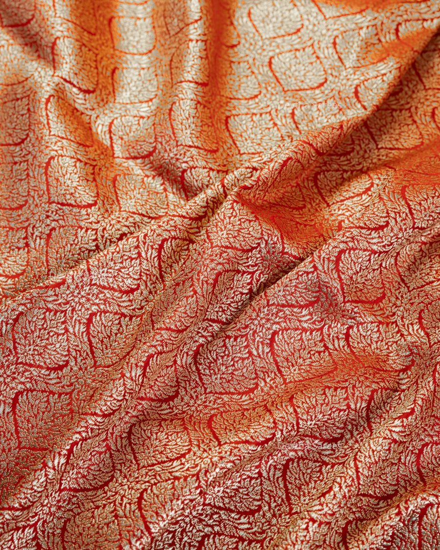 Red Premium Banarasi Katan Brocade Silk Saree (D16)