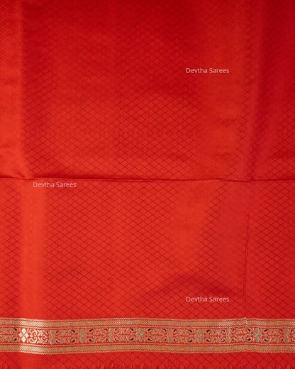 Red Premium Banarasi Katan Brocade Silk Saree (D16)