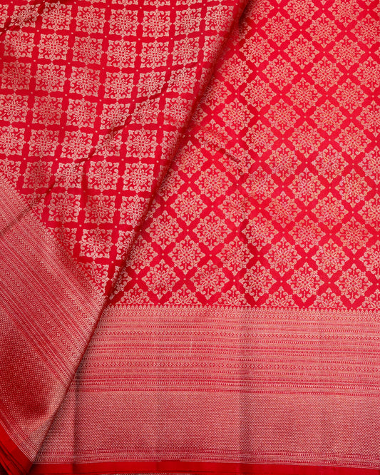 Pure Handloom Kanchipuram Silk Saree with Traditional Floral Diamond Brocade
