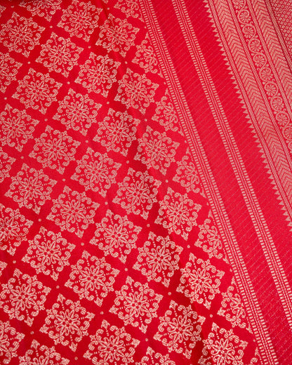 Pure Handloom Kanchipuram Silk Saree with Traditional Floral Diamond Brocade