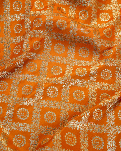 Orange Premium Banarasi Katan Brocade Silk Saree (D29)