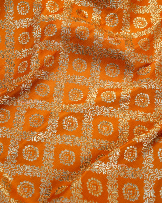 Orange Premium Banarasi Katan Brocade Silk Saree (D29)