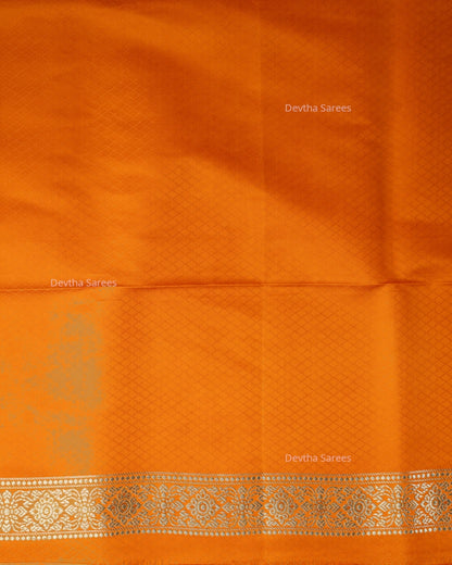 Orange Premium Banarasi Katan Brocade Silk Saree (D29)