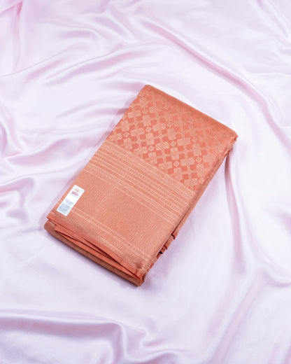 Pure Handloom Kanchipuram Silk Saree with Crossed Floral Design