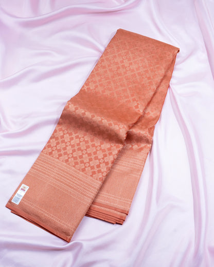 Pure Handloom Kanchipuram Silk Saree with Crossed Floral Design